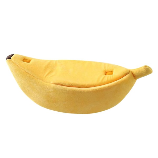 Liten Husdjursbädd Bananformad Fluffig Varm Mjuk Plysch Andningsbar Bädd Banan Kattbädd