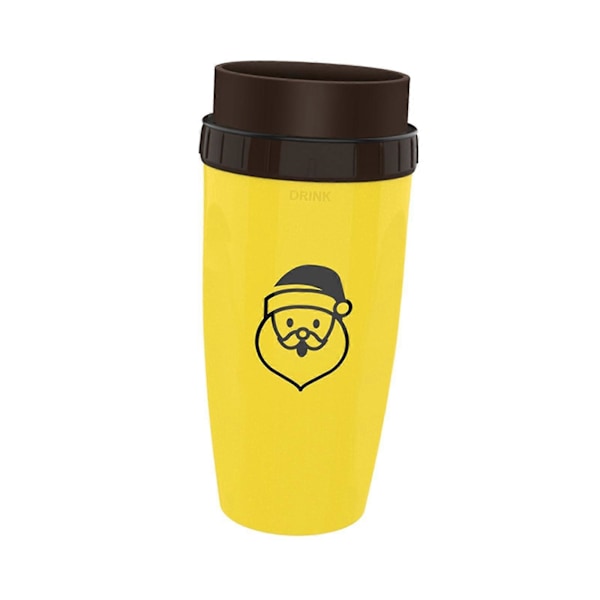 Coverless Twist Cup Bærbar med Rustfritt Stålsugerør Isolert Kaffekopp Yellow Santa Claus