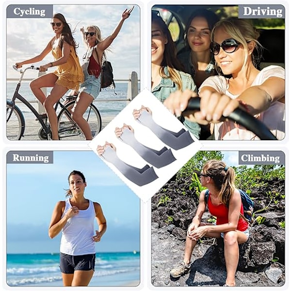 3 par UPF 50 Anti-UV Kylning Arm Sleeves Gradient Sommar Solskydd Arm Sleeves för Utomhussporter Cykling Körning Löpning