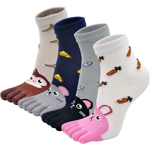 Kids Toe Socks Cotton Five Finger Socks, Boys Toe Socks Girls Novelty Socks Cute Animal Pattern Socks