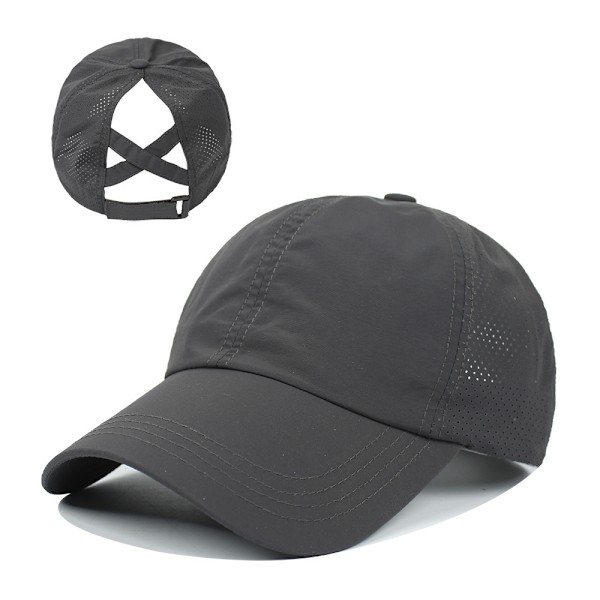 Baseballcaps for kvinner med hestehalehull, hurtigtørkende mesh-utendørs sportscaps med justerbar hestehalehull, reisehatt for sommeren Dark Gray