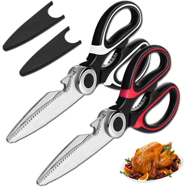 Kökssax, 2-pack kraftiga kökssaxar, sax för köksanvändning, rostfritt stål, fjäderfä, fisk, kött, grönsaker