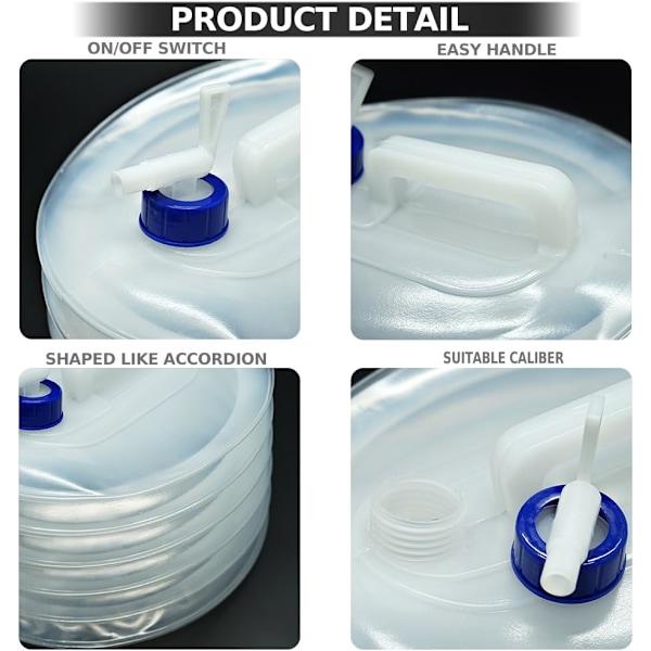 Hopfällbar Vattenhink, 5L/10L/15L Hopfällbar & Bärbar Vattenbehållare, BPA-Fri Vattenbärare Vattentank för Camping Vandring Fiske Klättring Picknick BBQ 5L