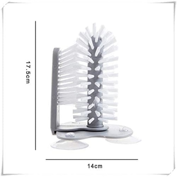 Dobbeltsidig Vannflaske Rengjøringsbørste Glasskopp Rengjøringsbørste med Sugkopper, for Kjøkkenvask Hjemmeverktøy