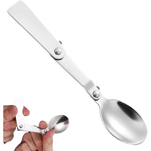 Bärbar kompakt hopfällbar bestick, hopfällbar sked i rostfritt stål, lämplig för utomhuscamping vandringsbestick (3-pack)