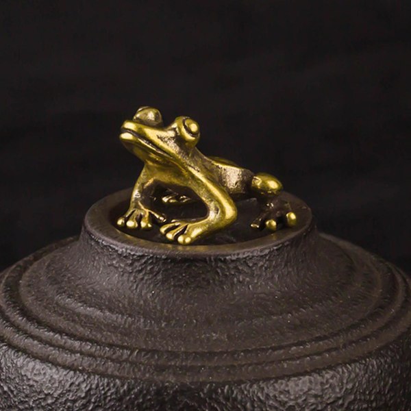 Bronze Skulptur Antik Massiv Messing Smuk Lille Frø Skulptur Til Samling