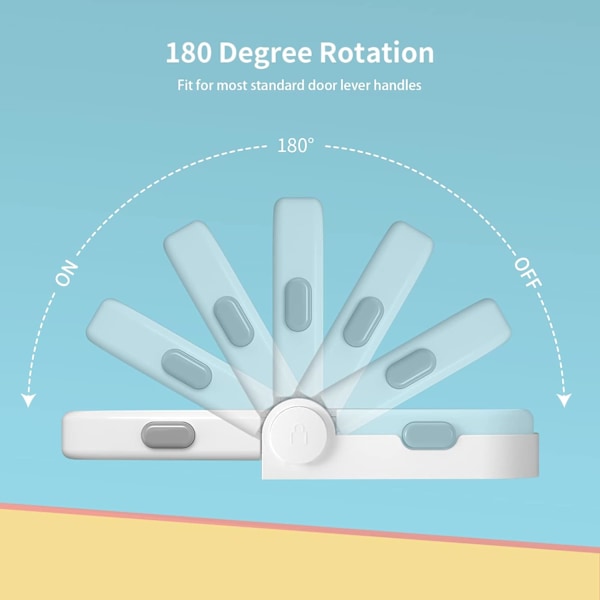 Ovi-tason lukko (päivitetty), 2 kpl lapsiturvallinen ovenkahvan lukko 3M-liimalla, lukitussuojaavat lapsiturvalukot makuuhuoneeseen, kylpyhuoneeseen, keittiöön