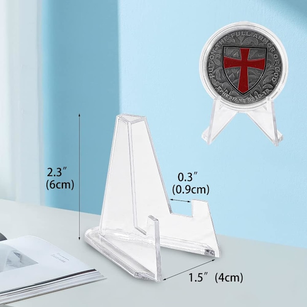 20 stk Klare Myntutstillingsstativer - Plast Mini Staffeliholder - Akryl Stativ for å vise Mynter | Kort | Lommeur | Kapsler | Utfordringsmedaljer | Kasinobrikker