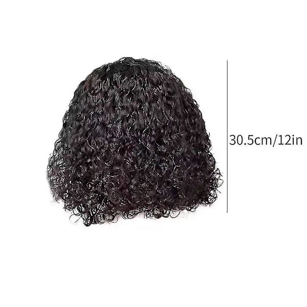 Kort Deep Wave-peruk, Brasilianskt Lockigt Virgin Human Hair Peruker Kort Bob Lockig Peruk Front Closure Korta Peruker Svart