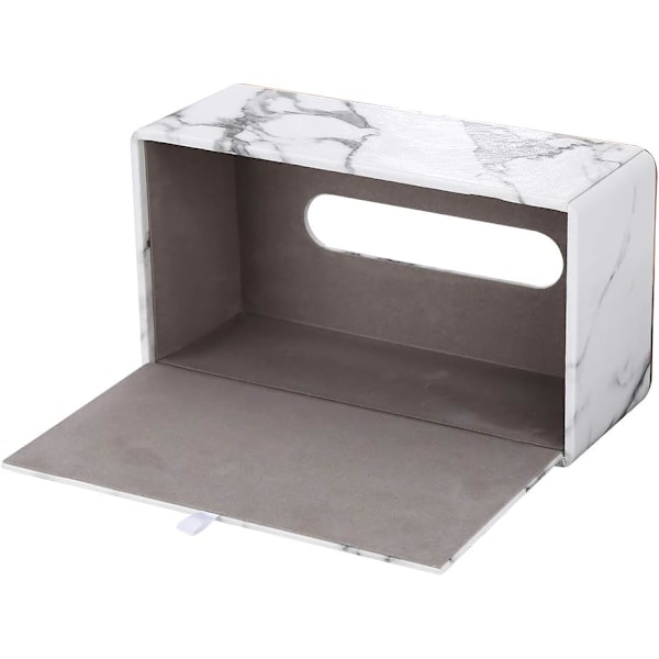 Vævæskeskrin Cover i PU Læder Rektangulær Vævæskeskrin Holder til Hjemmet eller Kontoret Marble