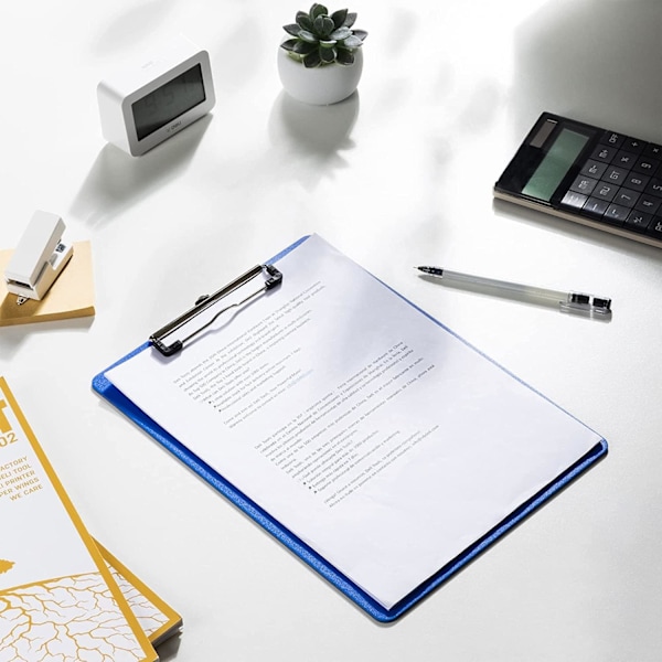 Mappar för Urklipp, 4-pack A4    Urklipp med Säker Fästning för Kontor och Klassrumsmaterial - Blå