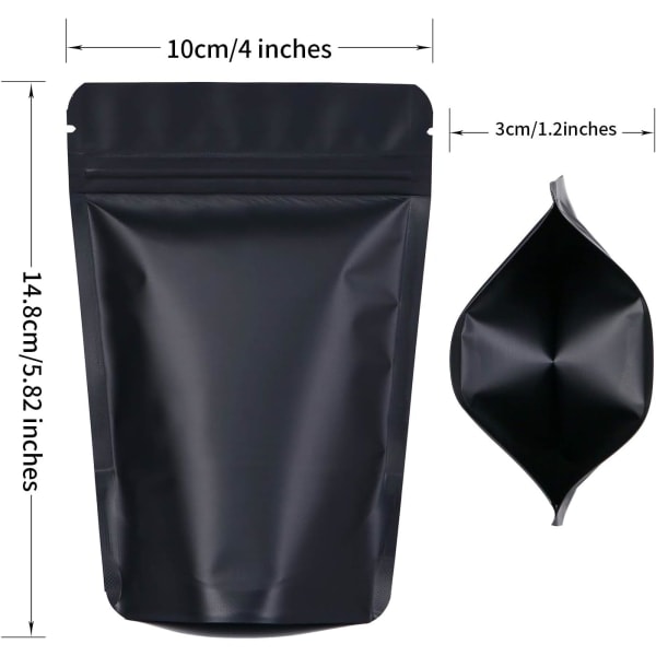 100-pack luktfria Mylar-påsar, återförslutningsbara Ziplock-påsar för mat, godis, kakor