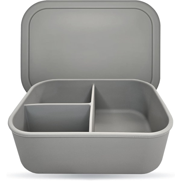 Lunchlåda 1300ml, Silikon Läcksäker Bentolåda för Barn och Vuxna, Matbehållare med 3 Fack, BPA-fri, Mikrovågsugn