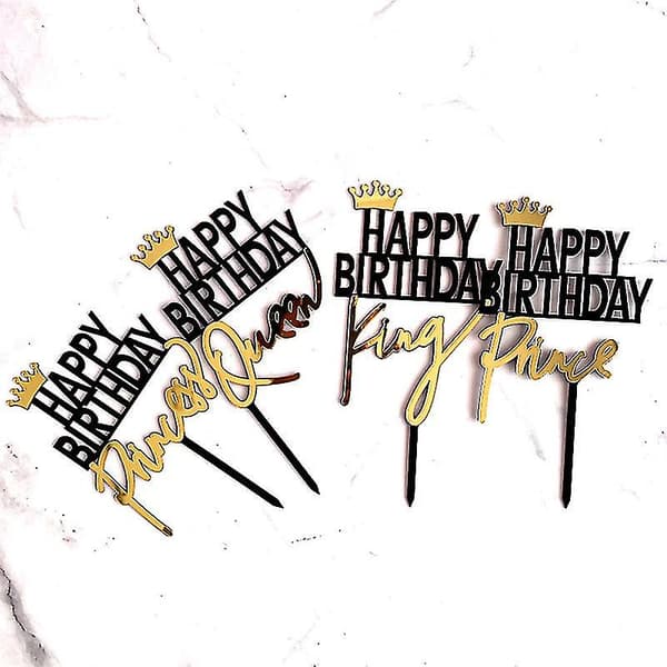 4 stk. Happy Birthday Kagepynt