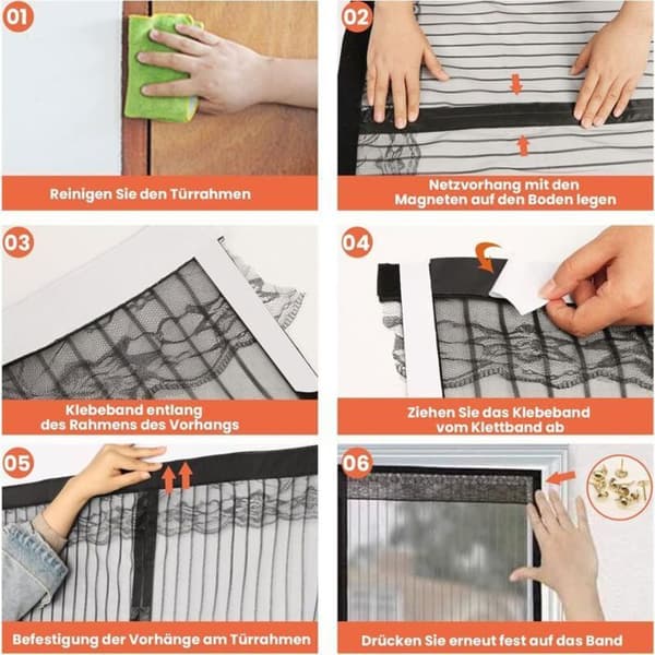 Magnetisk dørgardin 100x220cm – Forsterket polyesternetting – Montering uten boring – Insektbeskyttelse