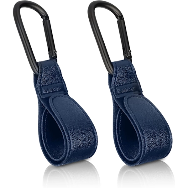 2-pack Buggy Clips Bärvagnskrokar, Bärväskehållare i läder, Väskskrokar för barnvagnar, Barnvagnsclips, Barnvagnskrokar för väskor, Marinblå