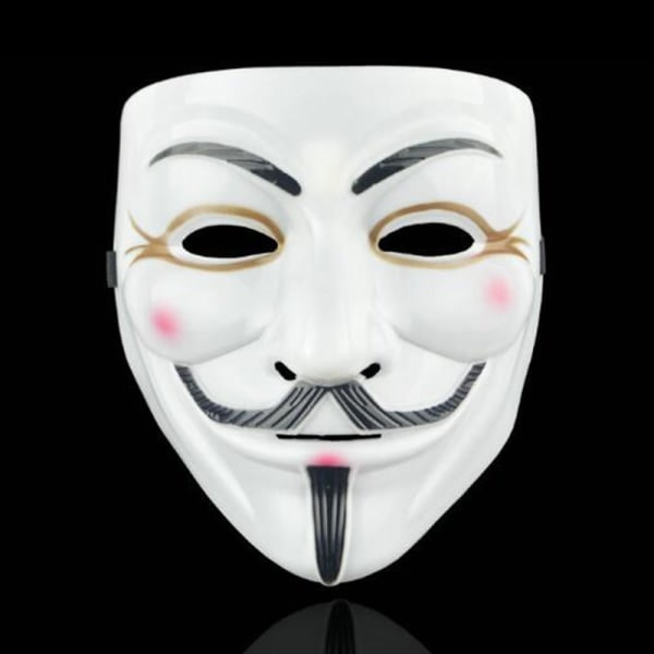 V for Vendetta Halloween-maske i svart + eyeliner Silver