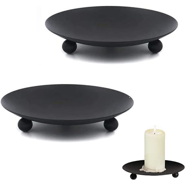 2 stk. Lysestager, Sort Retro Søjlelysestang 11cm Jern Lysplade Lysestager Lysbakke Dekorationer til Hjemmet, Bryllup, Fester, Bøn