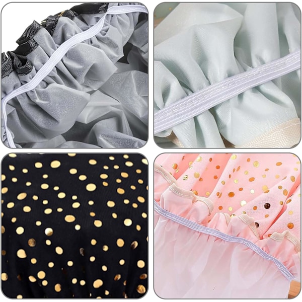 3 st duschmössor, återanvändbar dubbellagers badmössa, med elastiskt band duschmössa för kvinnor långt lockigt hår, för kvinnor flickor damer spa-salong (polka prick)
