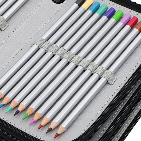 Blyantsæske Opbevaringsboks Blyantetui Skolepennetaske Kontorartikler Kasse til Kunst Skole Kontor Rejse 72 Slots 4 Lag (Sort)