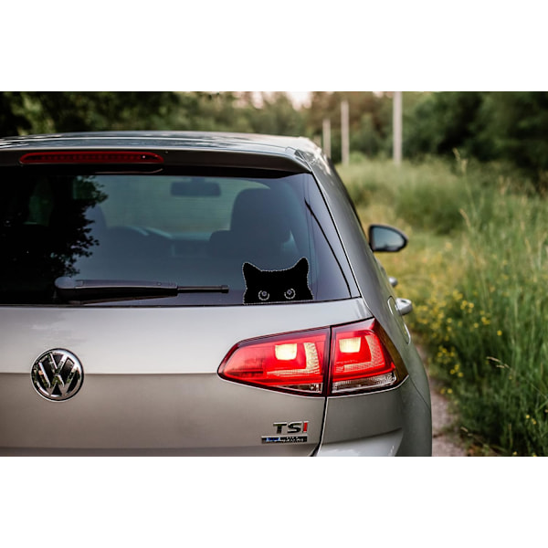 Pakke med 6 Søde Katte Kigger Silhuet Sticker - Børneværelse Dekal - Bil Bumper Sticker - Lyskontakt Sticker - Kopsticker - Gave (10cm x 6.4cm, Sort)