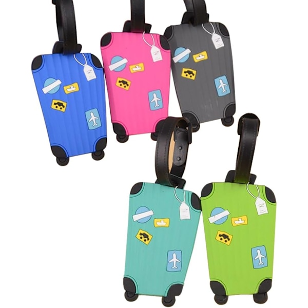 Bagasjetag PVC 5 stk Koffert Tags Forretningsreise Tags ID Etiketter Kort Holder Sikker Bagasje Tag