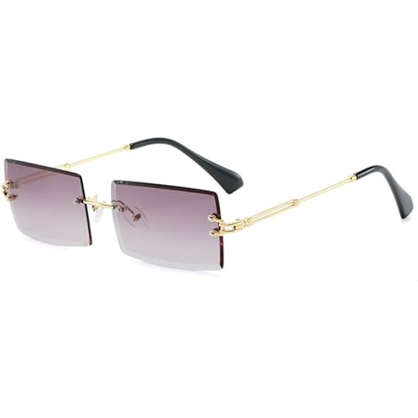 Retro Rimless Rektangulära Solglasögon för Kvinnor Män Transparenta Glasögon Vintage Glasögon Grey