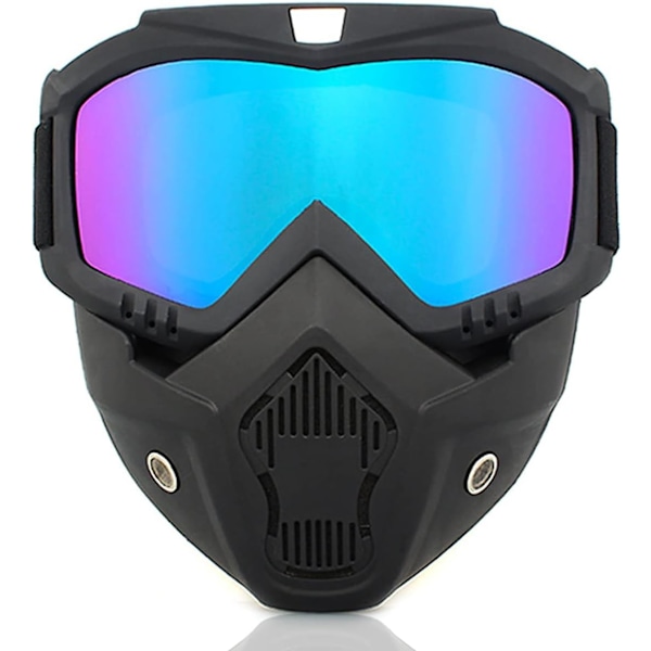 Motorcycle glasses with detachable mask anti-fog warm goggles windproof cycling anti-ultraviolet sunglasses snow sports glasses