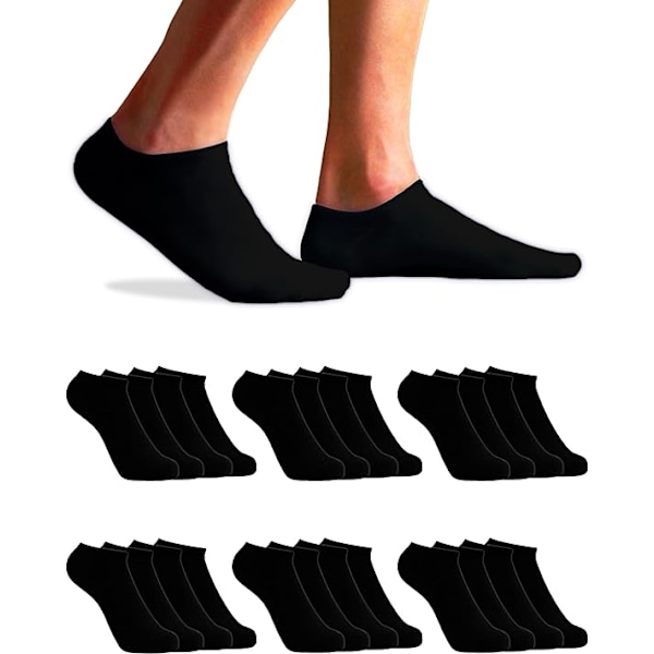 12 Par Mænds Ankelsokker & Kvinders Ankelsokker - Mænds Korte Sokker - Assorterede Ankelsokker - Kvinders Ankelsokker Black