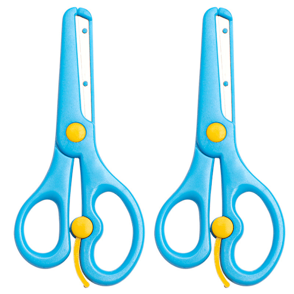 4 Pieces Children Scissors, Child Safety Stainless Steel Scissors Safety Edge Plus Elastic Design Right/Left Hand Scissors