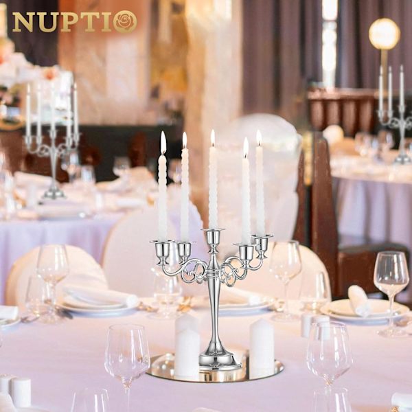 Silver Candelabra Ljusstake - Ljusstakar 5-armad 27cm Hög Ljusstake Stativ för Spetsljus