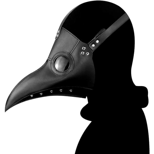 Plague Doctor Maske i Kunstlæder Steampunk Lang Fuglenæb Halloween Cosplay Party Kostume Sort White