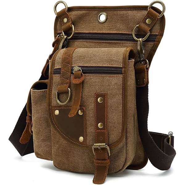 Canvas Drop Leg Bag Vandring Midjeväska Sling Crossbody Väska Axelväska Män Bröstväska Kvinnor Casual Daypacks för Utomhus