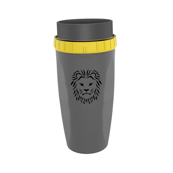 Dækselløs Twist Kop Bærbar med Rustfri Stål Sugerør Isoleret Kaffekop Gray lion