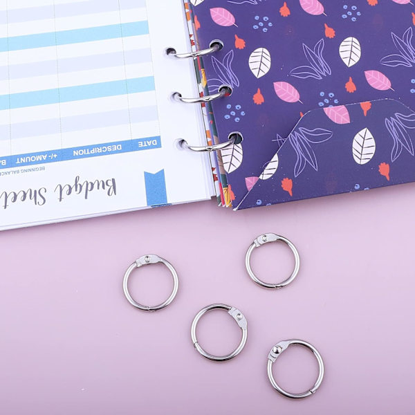 100 stk. Binder Ringe, Løse Blade Binder Ringe, Bog Ringe, Metal Bindingsringe til Papirer, Flash Cards, Index Cards, Ringbind, Kontor, Skole, Hjem 0.75 Inch/19mm