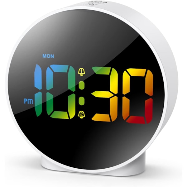 Nyaste digitala väckarklocka, väckarklockor sängbord med färgglad böjd LED-display