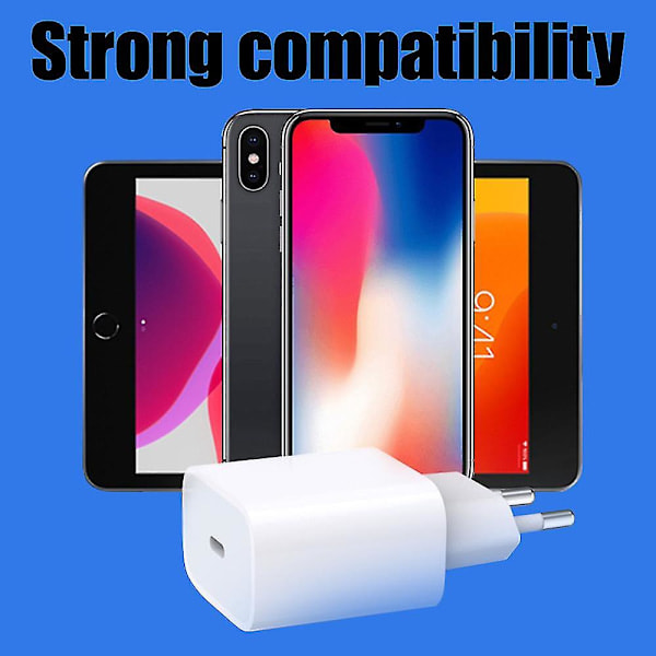 20W iPhone iPad Rask lader Apple USB-C Strømadapter EU-plugg