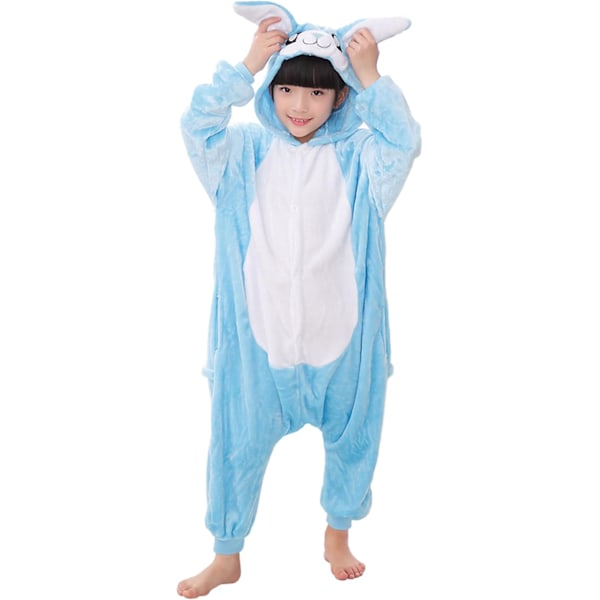 Syksy- ja talvi-flanelipuku miehille ja naisille, tähti-kani Koni-kani piirretty yhden osan pyjamapari kotikäyttöön BLUE 140cm