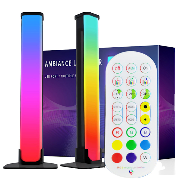 Smart LED Lysbjælke, RGB Lampe med Flere Lyseffekter og Musiktilstande Stemningslys, PC, TV Baggrundslys, Film, Rumdekoration, Skrivebord, Spil