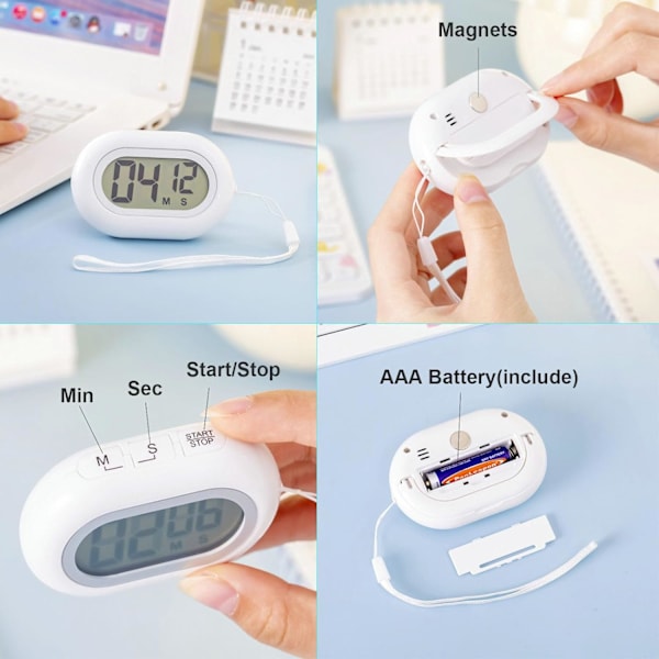 Kök Timer, Kök Timers för Matlagning Timer Magnetisk Baksida Nedräknings Stoppur Timer med Hög Alarm Stor Siffra för Matlagning