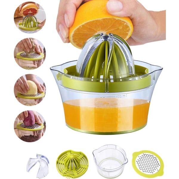 Manuell citruspress, citronpress, diskmaskinssäker, multifunktionell apelsin citrus limepress, manuell fruktpress med måttbägare