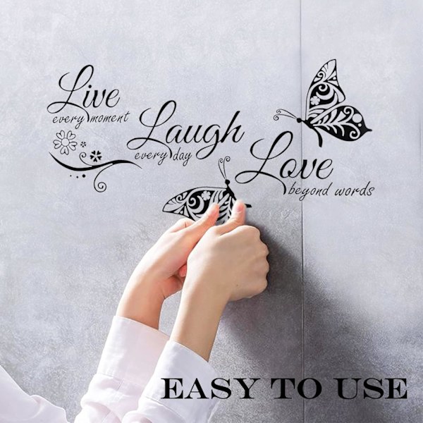 Live Love Laugh Väggdekaler, Motiverande Väggdekaler, Väggskylt Konstdekor, för Heminredning för Sovrum Vardagsrum
