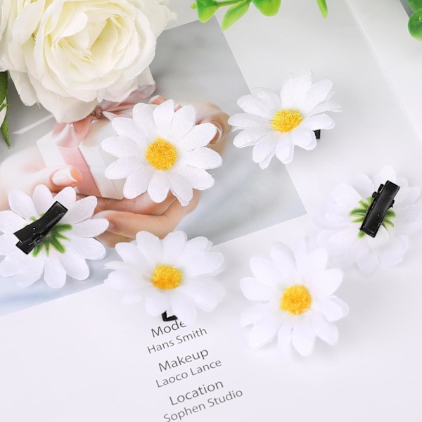 6 st Daisy hårklämma Daisy solros hårklämma Daisy hårklämmor Liten tyg solros hårklämma Blomhårspännen