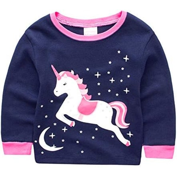 Pyjamas Enhörning,Sovkläder 2-delade Långärmade PJs Nattkläder Toppar + Byxor Set Nattkläder Outfits för Barn 120cm