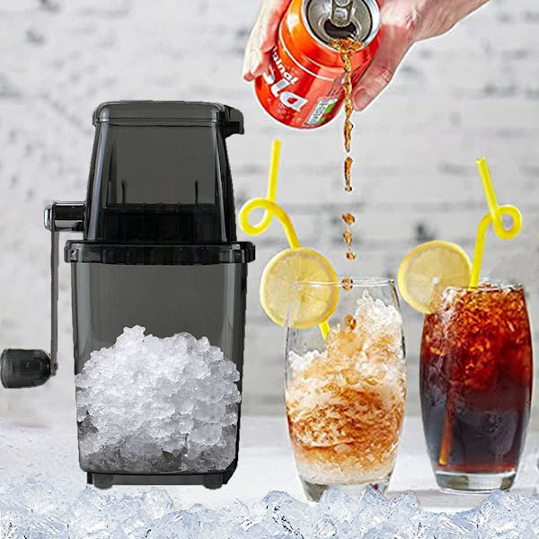 Manuell ismaskross i rostfritt stål, ismaskin, isdrinkhackare, mixer Black