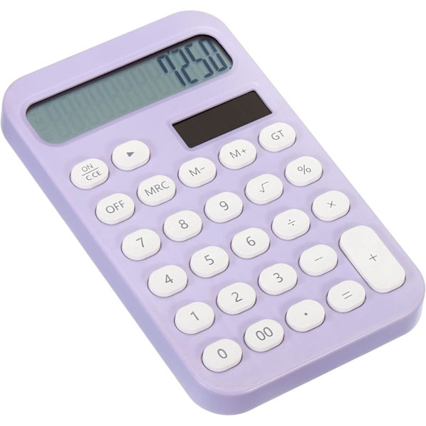 Stasjonær kalkulator, 12-sifret stor LCD-skjerm, standard funksjoner, bærbar søt kalkulator for hjemmekontor