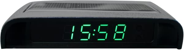 Bilsolcellsdriven LCD-klocka, bilsolcellsdriven LCD-klocka med tid (12/24 timmar) + datum + vecka + temperatur