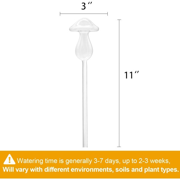 2 stk Plantevanningsdryppere, Glass Plantevanningskuler, Selvvannende Kuler for Planter, Automatisk Vanningssystem for Innendørs & Utendørs Planter 2Mushrooms