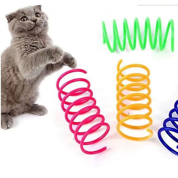 Katt Spiralfjäder, 12 st Kreativa Katt Leksaker för att Döda Tid och Hålla sig i Form Interaktiv Katt Leksak Hållbar Tung Plastfjäder Färgglada Fjädrar Katt Leksak för Slagsmål