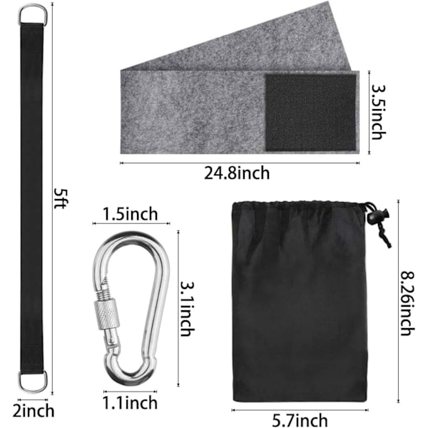 Trädgunga Hängande Remmar Kit, Utomhus 5ft Gungremmar, Håller till 1100lbs, 2 Tunga Lås Karbinhakar, 2 Trädskydd, 2 Gungremmar, Snabbt & Enkelt Sätt